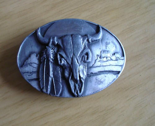 Belt buckle bull skull - belt,