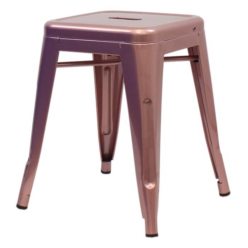 Tolix style low stool - low, rose
