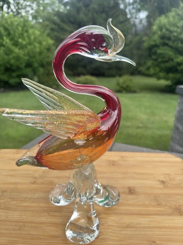 Murano art glass swan heron - swan,