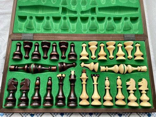 Large wooden chess set 5 - wooden, 19.5