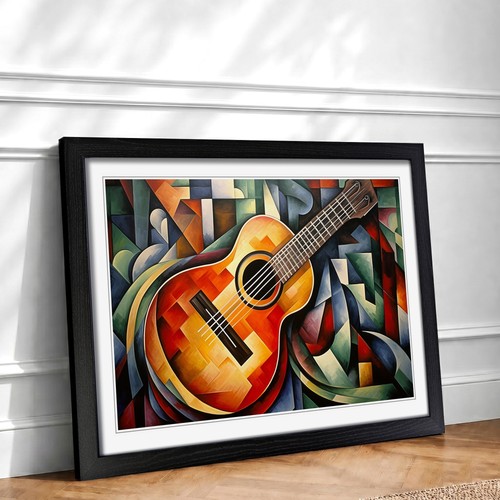 Guitar cubism framed - framed, wall
