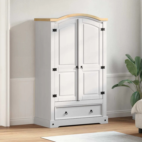 Wardrobe white solid - wardrobe, pine