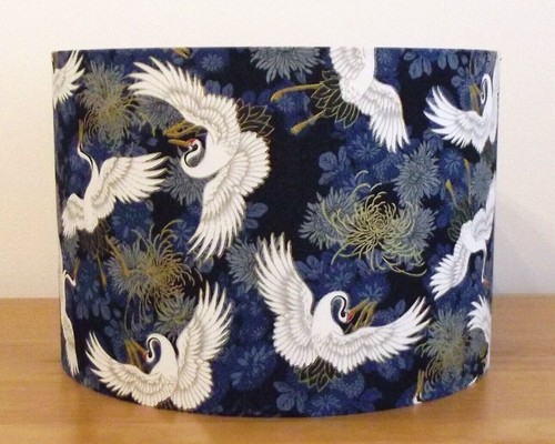 Oriental japanese cranes navy - cranes,