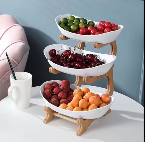 Tier wooden fruit basket - tier,