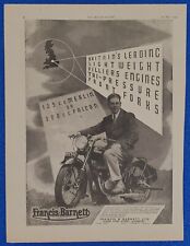 1950 FRANCIS-BARNETT MOTORCYCLE PRINT AD FALCON & MERLIN MODELS VILLIERS ENGINES