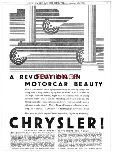 1928 advert for - for, chrysler
