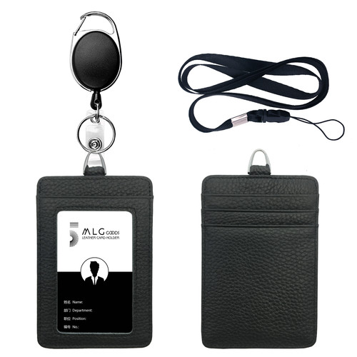 Leather work badge holder - leather,