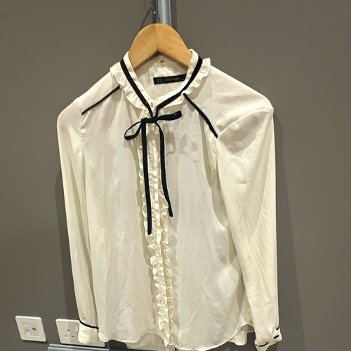 Zara basic white black chiffon - zara,