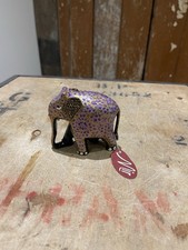 Elephant Figurine Statue Papier Mache Hand Painted Purple Home Decor New