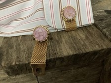 Vintage Mesh Wrap Around Cufflinks Pink Purple Marbled Mod 1970’s
