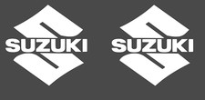 Suzuki S Logo Replica Tank Fairing Panel Sticker Decal Pair 102mm x 102mm white