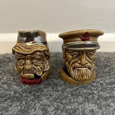 Pair of Treacle Glaze Lord Nelson Pottery Toby Jugs ~ Old Gaffer & Fisherman