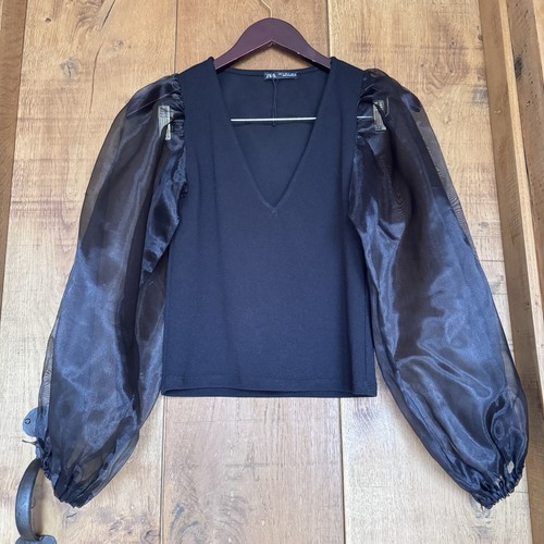 Zara black organza - black, sleeve