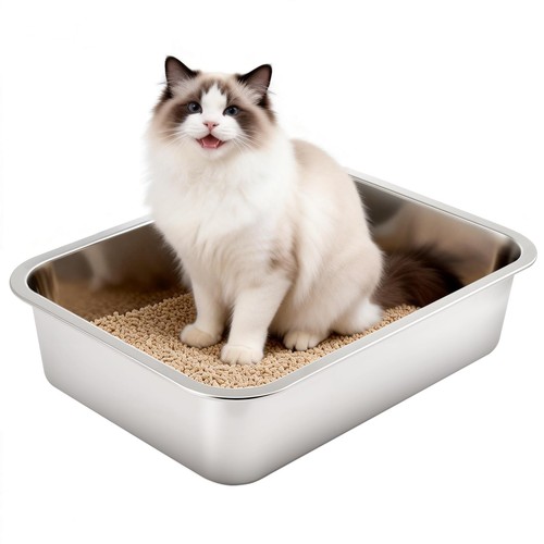 Stainless steel cat - stainless, litter
