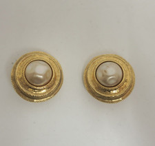 Authentic CHANEL Vintage Imitation Pearl Earrings  #35273
