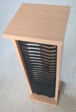 CD Storage Tower Rack MFC Wood Holds 27 Discs Vintage Music Storage