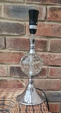 Silver Table Lamp Stand Chrome Metal with Glass middle  Quality Lamp   36cm H