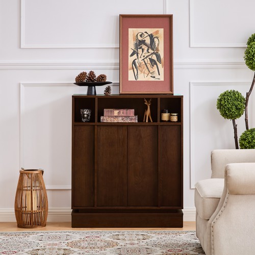 Media console modern brown mdf - media,