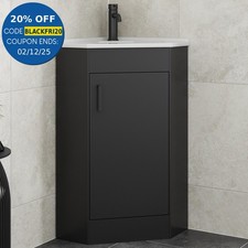 Alpine Black Single Door Corner Vanity Unit 585mm