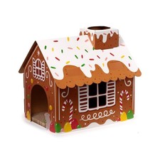 Christmas Gingerbread Lane Cat Playhouse Build it Yourself Cardboard Cat Den