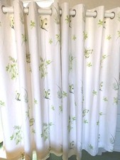 NEXT Green Leaf & Butterfly Botanical Eyelet Curtains W 53 x D 54" Cotton Face