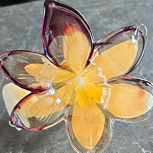 Hand blown art glass flower - hand,
