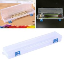 Clear Plastic Paint Brush Box Storage Pen Marker Organziers Case with Lid