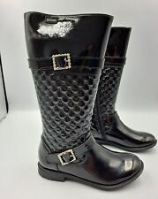 Black Long Boots Patent Leather Zip Diamante Buckle By GARVALIN Girls  Assorted
