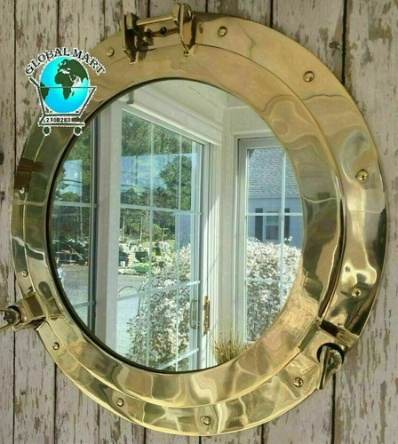 Brass porthole mirror - 20",