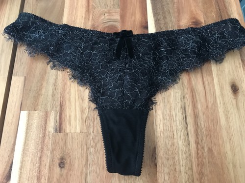 Figleaves black silver thong