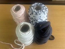 T-shirt Yarn Spools Assortment of Jersey Cotton Pink Blue White Crochet
