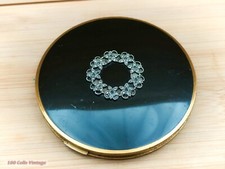 Vogue Vanities Black with diamantes-Vintage Make Up/Powder Compact-0ye