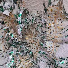 Vintage Christmas Twist Tinsel Foil Garland Green White Silver Stars 2.6m Decor