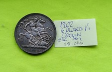 1902 aEF UK Silver CROWN coin Edward VII (1902 - 1910) 28.26grams ESC361