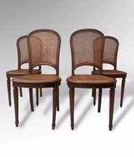 Original Antique French Set Of Four Louis Style Cane Dining Chairs