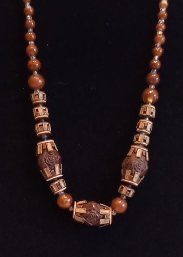 Vintage brown glass bead - brown,