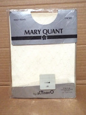 Mary Quant Fancy Diamond Pattern Tights - One Size - Ivory - New