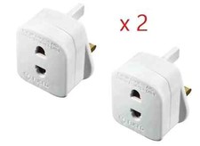 X2 Shaver  Adaptor Plug For UK 2 Pin To 3 Pin 1A Fuse  Toothbrush White..!!