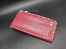 Pelle Leather Wallet Red Zip Around 21cm x 10.5cm 8 Card Holders Note Storage