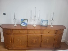 *BEAUTIFUL VINTAGE LARGE 8FT SOLID TEAK SIDEBOARD WITH ITALIAN INLAY*