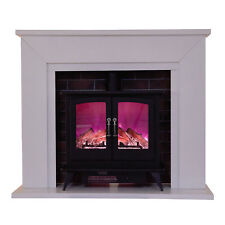Electric Fire Suite Freestanding Fireplace Mantel Heater Stove Flame Surround UK
