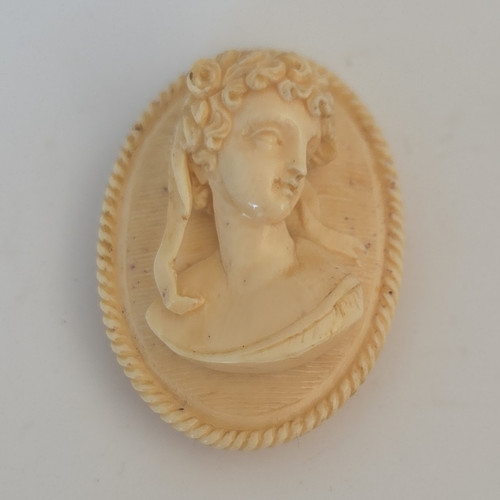 Oval ivory loose - oval, carved