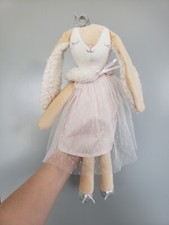 LITTLE WHITE COMPANY ALBETTA BUNNY IN DRESS SOFT TOY COMFORTER SOOTHER DOUDOU