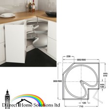 Ninka Pro Arc Kitchen Cabinet Cupboard Carousel Set 3/4 Circle Corner Unit Shelf