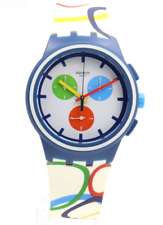 Swiss Swatch Originals RIO ALL AROUND Silicone Chrono Watch 42mm SUSN100 $130