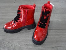 M&S MARKS & SPENCER RED PATENT FRESHFEET BOOTS LITTLE GIRLS UK SIZE 11