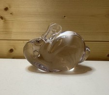 Vintage 70s Wedgwood England Glass Bunny Rabbit Paperweight