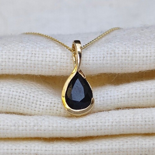 9ct gold necklace sapphire - 9ct,