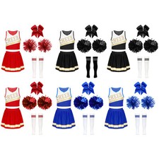 Kids Girls Cheer Dance Halloween Costume Outfit Cheerleading Uniform Fancy Dress