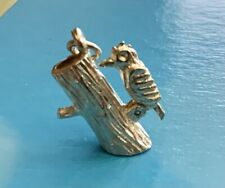 VINTAGE ARTICULATED WOOD PECKER SILVER CHARM FOR CHARM BRACELET 3.8g